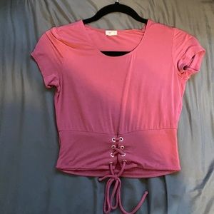 Garage cropped tie up shirt